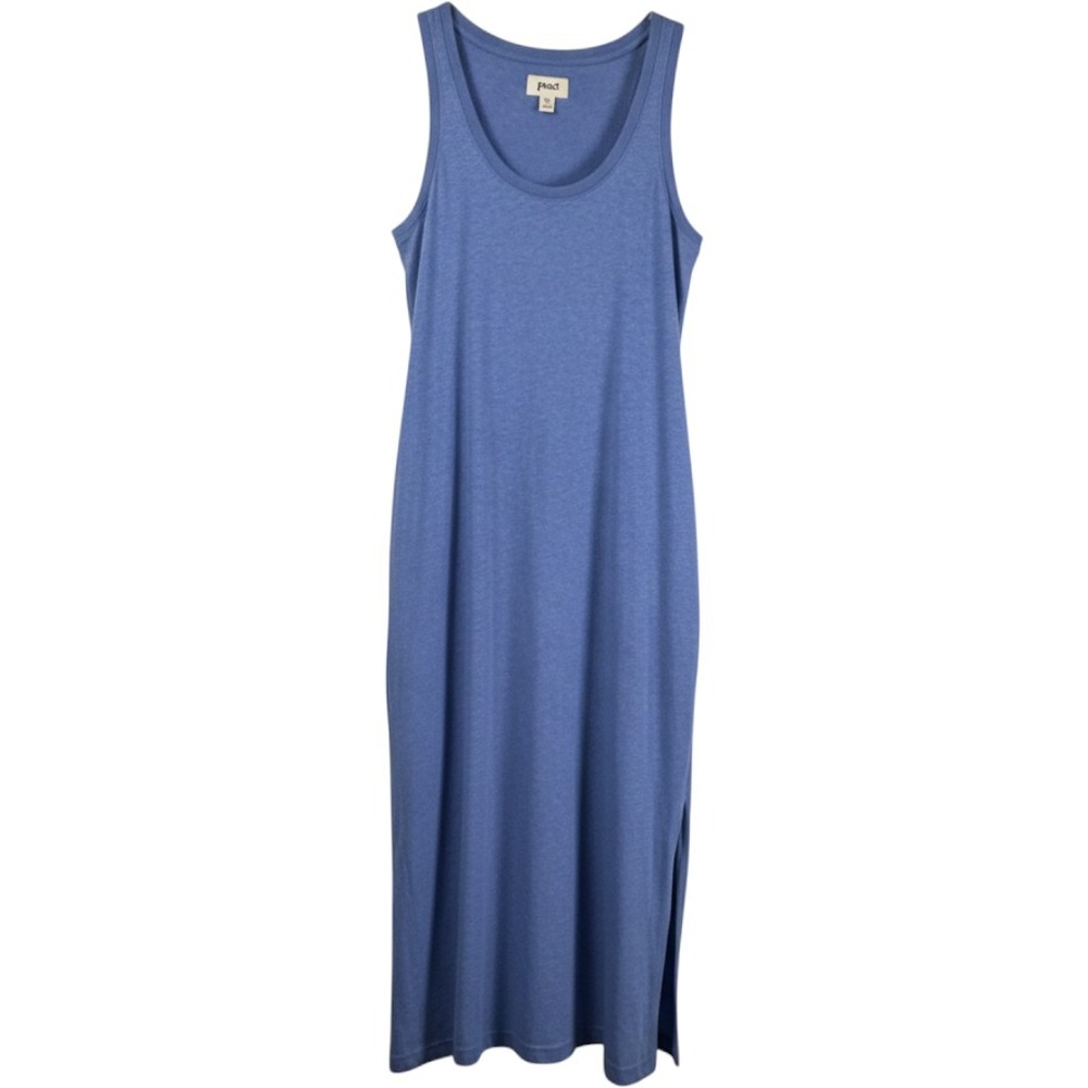 Pact Softspun Tank Midi Dress Organic Cotton Blue Side Slit Scoop Neck Womens XS